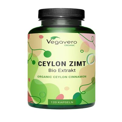 Vegavero Organic Ceylon Cinnamon | High Strength 2500 mg Per Serving | NO Additives | Extract (5:1) from Madagascar | Lab-Tested, Non-GMO | 120 Capsules | Vegan