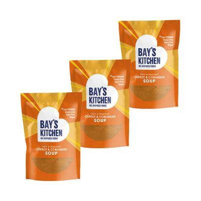 Bay's Kitchen Low Fodmap Soups - Carrot & Coriander, 3 pack of ready to heat Soups, Gluten-free, Vegan-friendly and Dairy-free