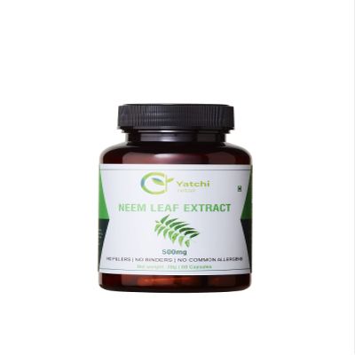 Yatchi Retail Neem Leaves Extract Vegan & Herbal Capsules - Anti-inflammatory & Antioxidant Dietary Health Supplement for Overall Health - 60 Capsules 500mg/serving