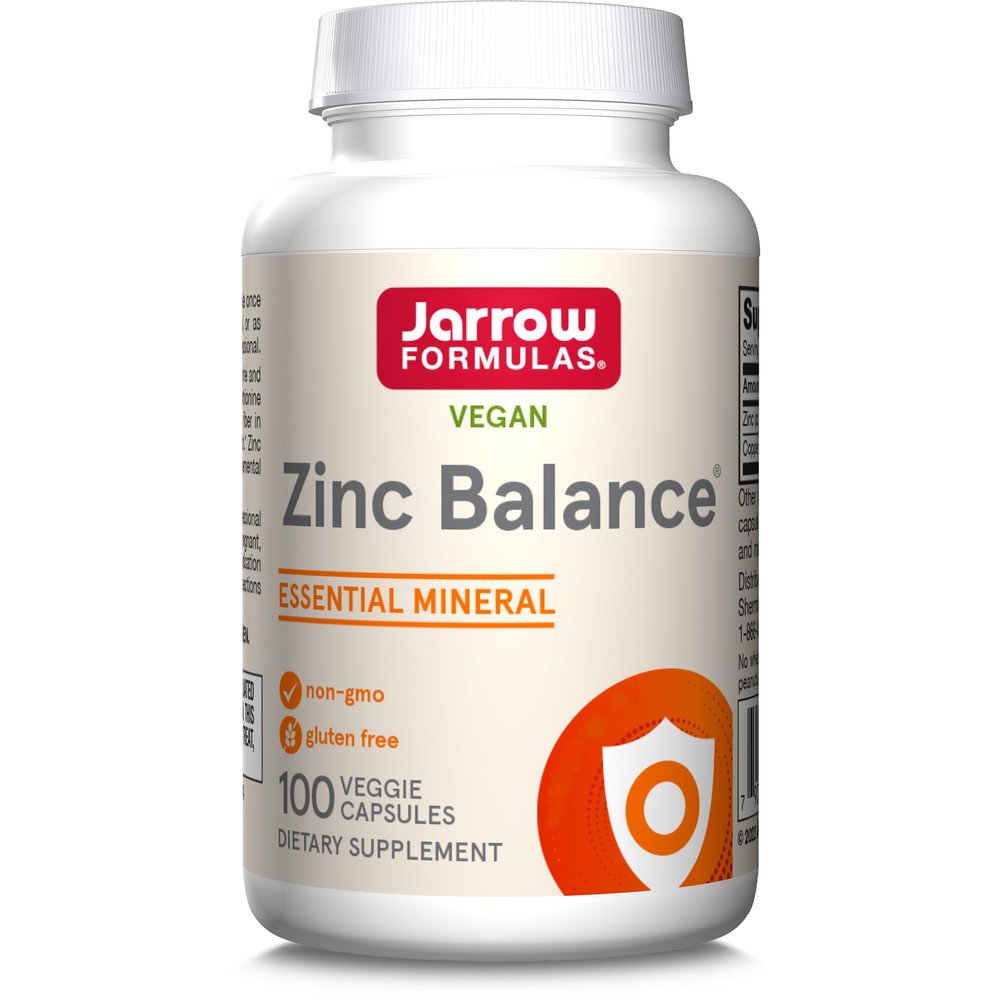 Jarrow Formulas Zinc Balance, Zinc 15mg and Copper 1mg, 100 Vegan Capsules, Gluten Free, Vegetarian, Soy Free, GMO Free, Minerals Supplement