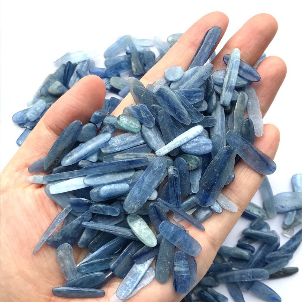 100g Natural Kyanite Quartz Polished Thin Slice Shape Blue Color Crystals Tumbled Gravel Cyanite Gemstone for Healing Crystals