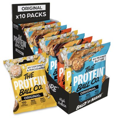 The Protein Ball Co High Protein Bundle Protein Balls - Healthy Snacks Variety Box, Gluten-Free - No Added Sugar, Box of 10 Bags