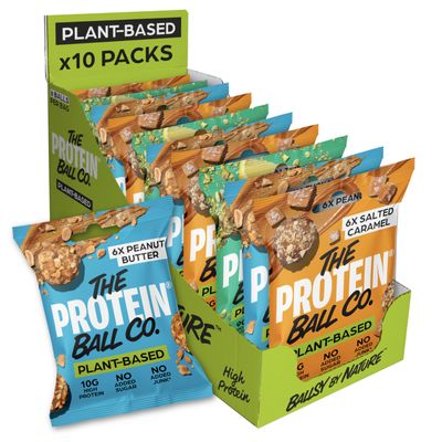 The Protein Ball Co Plant Protein Bundle Protein Balls - Healthy Snacks Variety Box, Gluten-Free - No Added Sugar, Box of 10 Bags