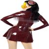100% Natural Latex Dress Sexy Gummi Dresses Mini Skirts See-Through Long Sleeves,Green,S view 3