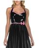 Natural Latex Dress Women's Dress Dress Short Dress Sexy Low Chest Hanging Neck Dew Back,Blue,XXL view 2