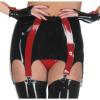 Black and Red Stripes Sexy Rubber Latex Skirt Suspenders with Garters for,Purple with Red, XS view 2