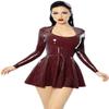 100% Natural Latex Dress Sexy Gummi Dresses Mini Skirts See-Through Long Sleeves,Transparent Purple,L view 1