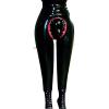 Black Inflatable Sexy Latex Legging with Nozzles at Bottom Rubber Pants Trousers,All Red Color,L view 1