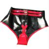 100% Latex Rubber Handsome Pink and Black Pants Shorts,Black and Red,L view 1