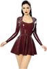 100% Natural Latex Dress Sexy Gummi Dresses Mini Skirts See-Through Long Sleeves,Purple,XXL view 1