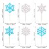 24 Pack Snowflake Cupcake Toppers Glitter Winter Snowflake Cupcake Picks Winter Frozen Cake Decorations Snowflake Christmas Baby Shower Kids Birthday Party Supplies Light Blue/Silver view 2