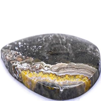 HQRP 32mm 16.5ct Silverish Black Yellow Bumble Bee Jasper Cabochon Polished Natural Layered Gemstone Crystal Mineral Specimen Cab - Indonesia