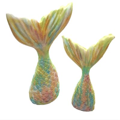 2 Edible Mermaid Tails Large and Small Birthday Cake Topper Decoration (Multi)