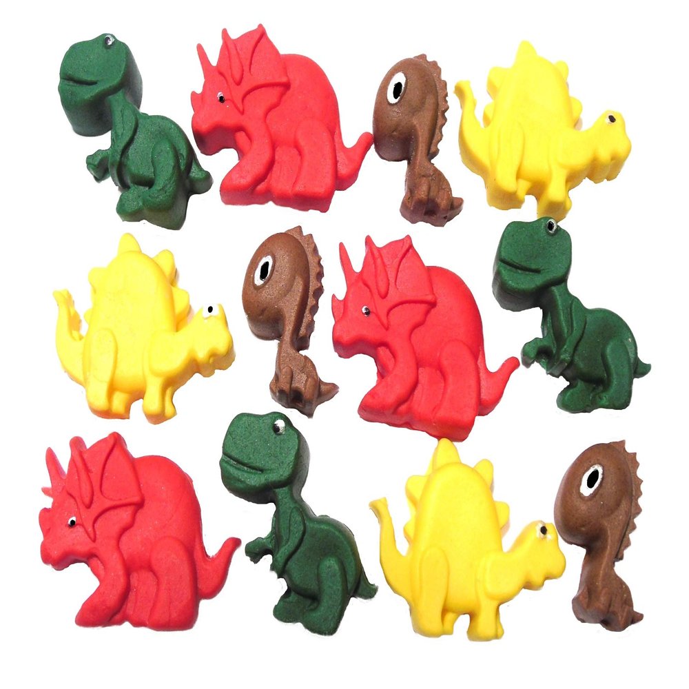 12 Novelty Edible Dinosaurs Birthday Cupcake Cake Decorations