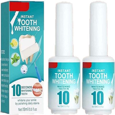 Tooth Polish Uptight Instant Teeth Whitening Paint, Removing Stains and Bad Breath Cleaning Oral Care, 15ml (2pcs)