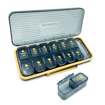 Large Weekly Pill Organizer,7-Day Pill case,7 Day Pill Box 2 Times a Day,Large Weekly Pill Organizer for Travelling,Portable Pill Holder,7 Day Pill Container ,