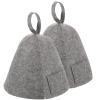Bucket Hat Men Caps Sauna Headwrap 2pcs Sauna Hat Felt Sauna Cap Russian Banya Hat Breathable Spa Headwear Shower Bath Accessories Unisex for Women Men Grey Sauna Hat Women Sets Wool view 1