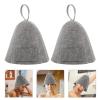 Bucket Hat Men Caps Sauna Headwrap 2pcs Sauna Hat Felt Sauna Cap Russian Banya Hat Breathable Spa Headwear Shower Bath Accessories Unisex for Women Men Grey Sauna Hat Women Sets Wool view 3