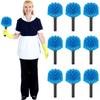 9 Pieces Twist on Cobweb Duster Bulk for Cleaning Company Cleaning Spider Web Remover Brush Cobweb Duster Head Attachment Fits Standard Threaded Poles, No Pole, Medium Stiff Bristles, Blue view 1