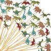 Dinosaur Cocktail Picks Dino Appetizers Picks Dino Party Toothpicks Bamboo Food Cupcake Toppers for Kids Birthday Party Baby Shower Drink Fruit Dessert Cake Decoration (100 pieces) view 1