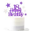 Glittery 18th Happy Birthday Cake Topper with Star,Personalised 18 Birthday Cake Toppers Party Decorations Party Supplies for Boys Girls Purple Silver view 1