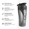 Beyond Shakers Insulated Metal Protein Shaker, Stainless Steel Supplement Bottle - BPA Free for Gym 735ml in Grey & Black view 2