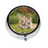 Dog On The Lawn Round Pill Box Decorative Box Pill Box, Two Compartment Pill Box view 1