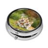 Dog On The Lawn Round Pill Box Decorative Box Pill Box, Two Compartment Pill Box view 2