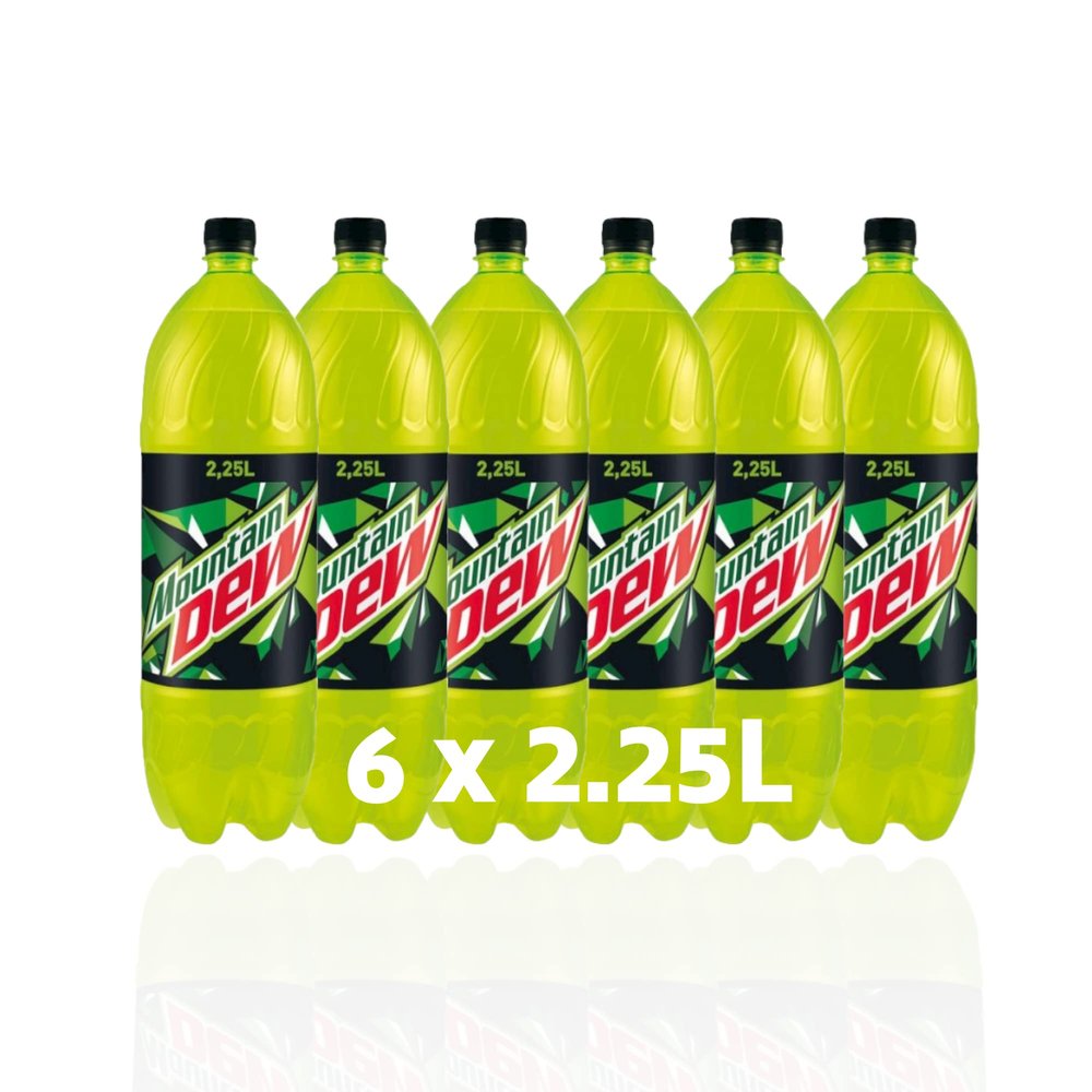 Mountain Dew 6 pack of 2.25L bottles - Bold Lemon-Lime Flavour Yellow-Lime-Coloured Attractive Packaging Great for Chilling Parties, Birthdays, & Celebrations