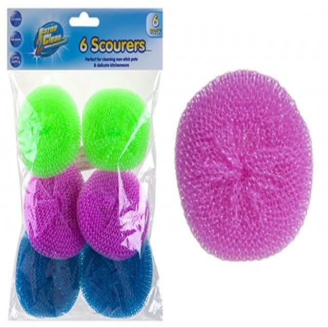 Multicolor Scourers in a Bag - (Pack of 6) - Durable Material - Perfect for Kitchen & Home