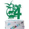 Green Glitter Rawr I'm 4 Cake Topper, Dinosaur Theme Happy 4th Birthday Cake Decorations, 4 Year Old Birthday Party Decorations view 2