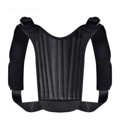 ADITAM Leather Back Support Spine Posture Corrector 3 Springs Support Shoulder Back Brace Belt Adjustable Spining Straight Strap Unisex (Size : One Size) (One Size) Double the comfort