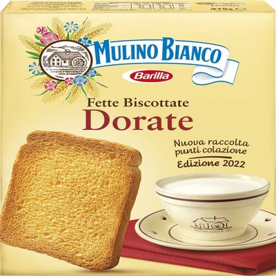 6 x Mulino Bianco Fat Biscottate Le Dorate Zwieback Biscuits Baked Bread 315 g