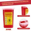20 Pcs 1 Quart Flip Top Sharps Container Sharps Disposal Container Small Trash Bin Small Portable Container for Tattoo Parlors Use Office Barbershop Home Travel Use, 6" x 4" x 3", Red view 2