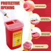 20 Pcs 1 Quart Flip Top Sharps Container Sharps Disposal Container Small Trash Bin Small Portable Container for Tattoo Parlors Use Office Barbershop Home Travel Use, 6" x 4" x 3", Red view 3