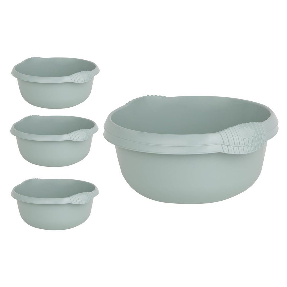 28 CM Silver Sage Washing Up Bowl High Grade Plastic Round Sink Tidy Organizer 5L Litre Basin Washbowl Mixing Bowl Dish Caddy for Home & Kitchen Garden Camping (8)