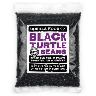 Gorilla Food Co. Black Turtle Beans - 400g | Dried | High Protein | High Fibre