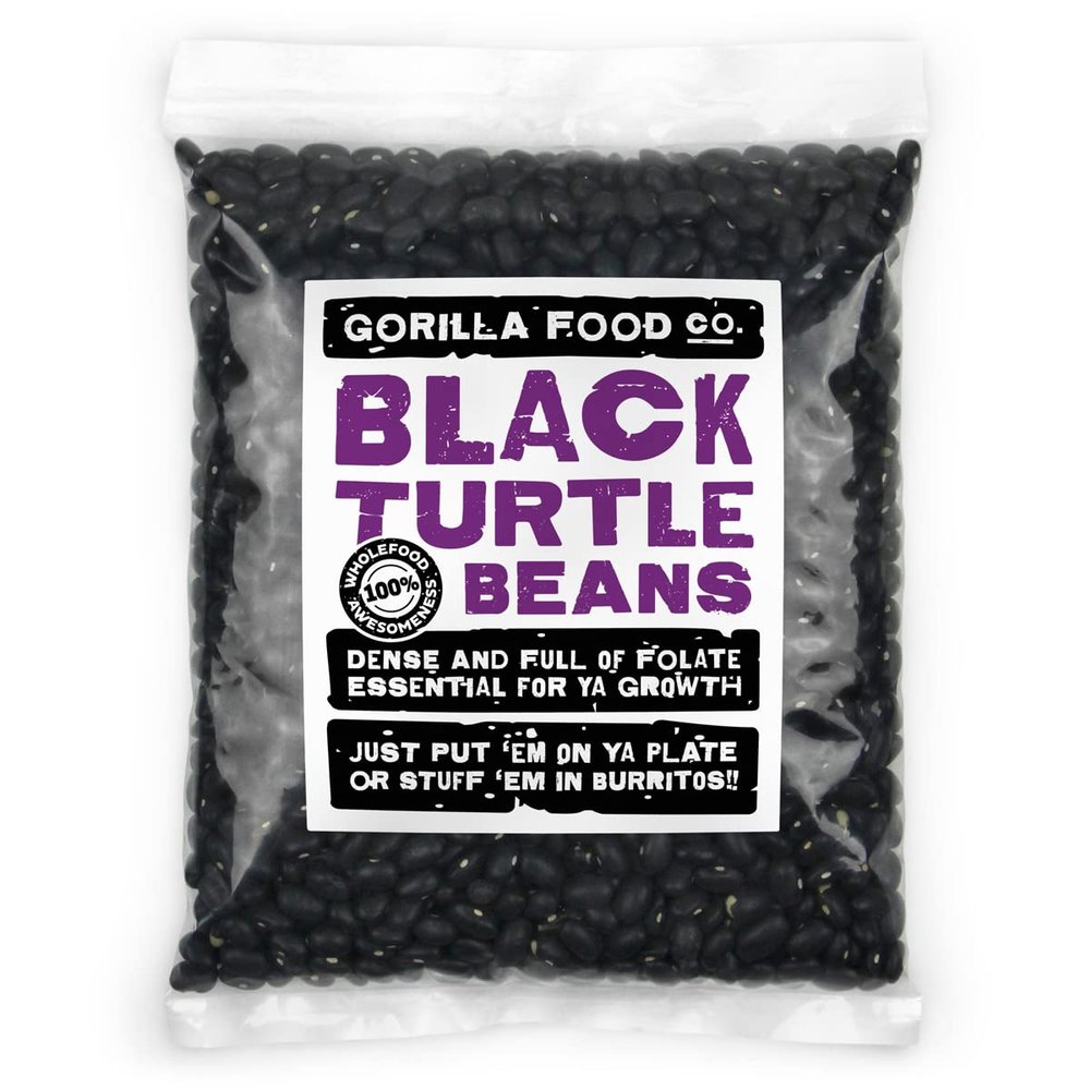 Gorilla Food Co. Black Turtle Beans - 400g | Dried | High Protein | High Fibre