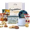 Afternoon Tea Hamper Gift  Hattie's Gifts Tea and Biscuits Gift Set with Luxury Fudge | Congratulations Gift Sleeve view 1