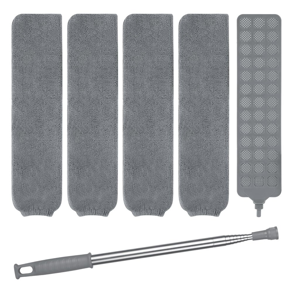 Vicloon Gap Dust Cleaner, Cleaning Duster, 1 Long Handle Microfiber and 4 Replacet cover Retractable Cleaner Appliances Tool for Home Bedroom Kitchen (V5-QXXFSTZ-FBA)