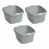 (Set of 3) 39cm Silver Washing Up Bowl High Grade Plastic Large Rectangular Sink Tidy Bowl Multipurpose Basin Mixing Washbowl Organizer Dish Caddy for Space Saving Home & Kitchen Garden Camping view 1