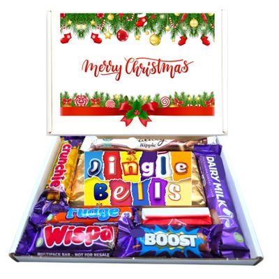 Jingle Bells Christmas Chocolate Hamper Gift Box, Jingle Bells Sweet Hamper, Christmas Chocolate Letterbox Gift, Christmas Box, Gift Box, Gift for All