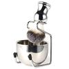 Shaving Set Soap Bowl + Shaving Brush + Stand Holder, Stainless Steel + Nylon Brush Kit Pure Hair Shaving Brush Kit view 1