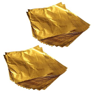 200Pcs Sweets Lolly Paper Aluminum Foil Wrappers Gold