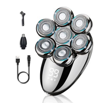 VODOZAVA Electric Razor for Men, 2 in 1 Head Shavers for Bald Men, 7D Electric Shaver With Nose Hair Trimmer, Waterproof Wet/Dry Grooming Kit, Anti-Pinch, LED Display, USB Rechargeable