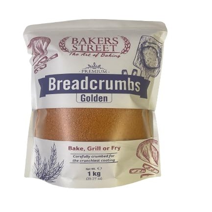 Bread crumbs 1kg (Gold) By Bakers Street - Crispy & Light Coating for Frying & Baking Ideal for Chicken, Fish, Vegetables & Casseroles Even Texture, Resealable Pack, Sncaks