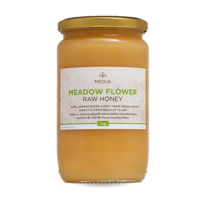 Earthbreath Meadow Flower Raw Honey - 1kg - Pure, pure, Unpasteurised and Unfiltered - Natural Sweetener for Cooking, Coffee, Tea, Juice, Drinks, Food