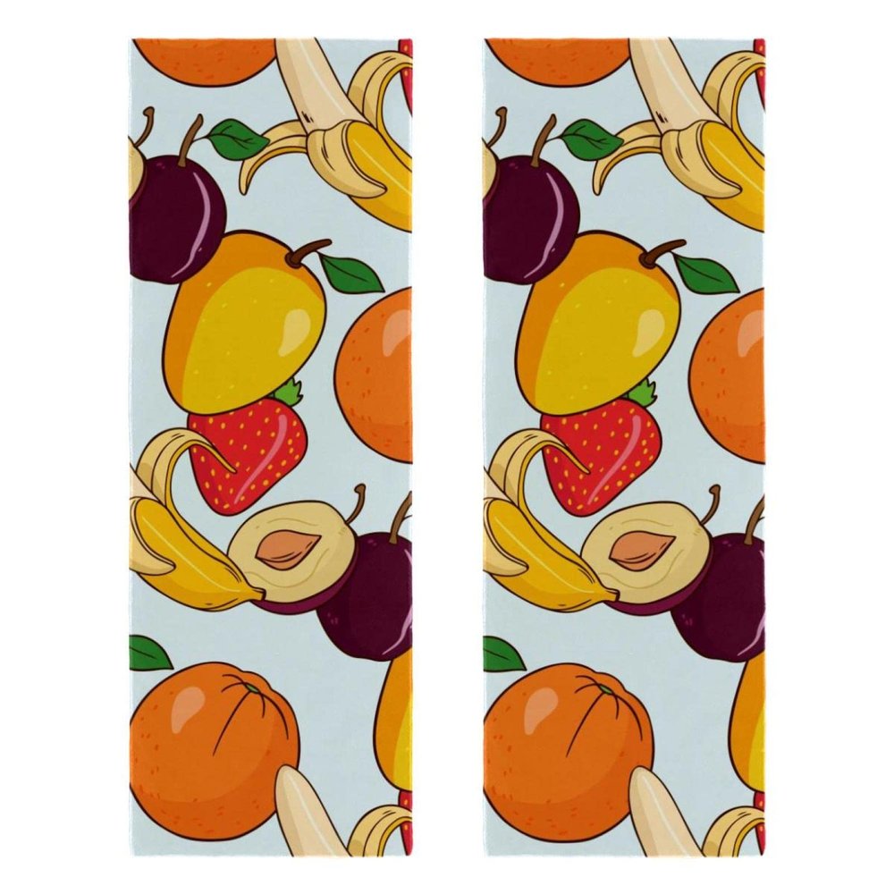 2 Packs Microfiber Gym Towels Sports Super Absorbent Ultra Soft Tropical Fruits Orange Banana Lemon Strawberry