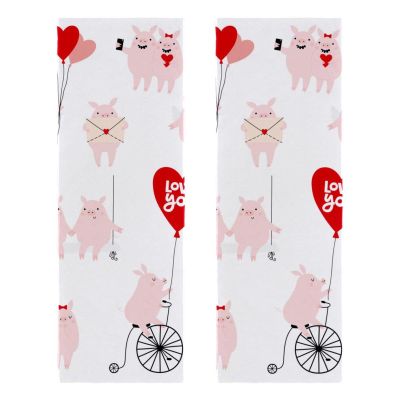 2 Packs Microfiber Gym Towels Sports Super Absorbent Ultra Soft Lover Couple Pigs Love You Balloon