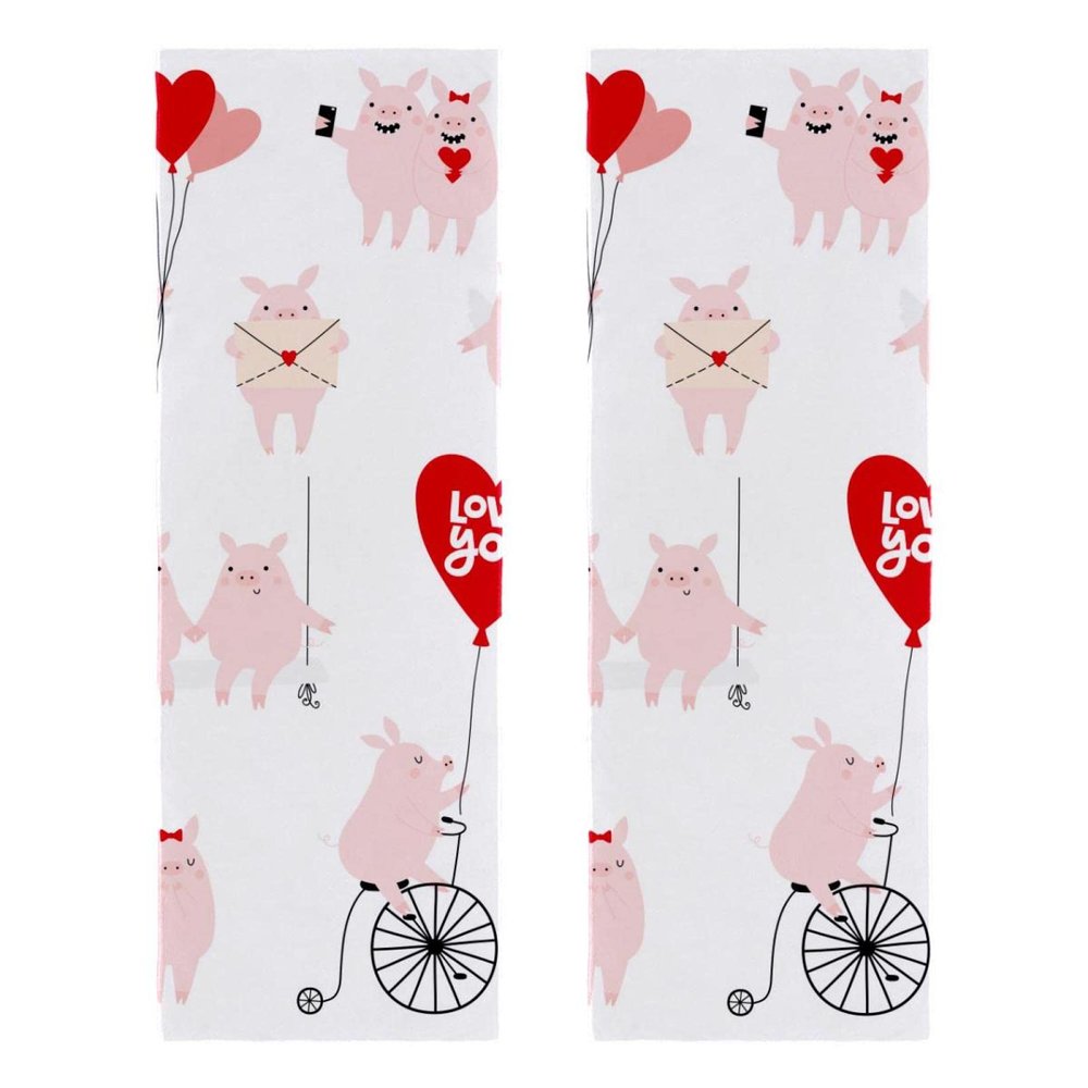 2 Packs Microfiber Gym Towels Sports Super Absorbent Ultra Soft Lover Couple Pigs Love You Balloon